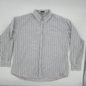 Old Navy Men's Vintage 2005 White Striped Button Down Collar Shirt Sz XL